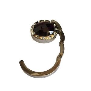 Foldable Bag Purse Hook Hanger Table Handbag Holder - Purple Simulated Crystal